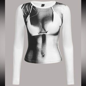 SALE 2 for $20 | SHEIN Monochrome Illusion Long Sleeve Top